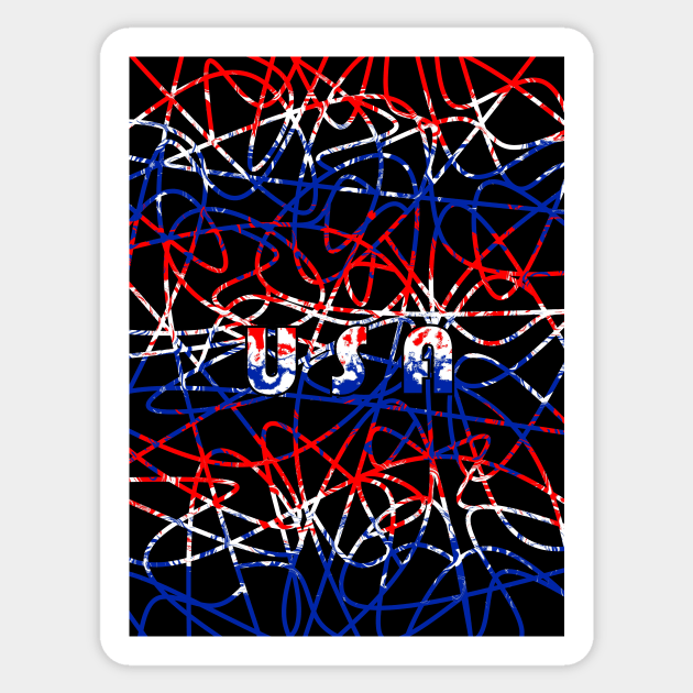 AMERICA Red White Blue Fourth Of July Abstract Sticker by SartorisArt1